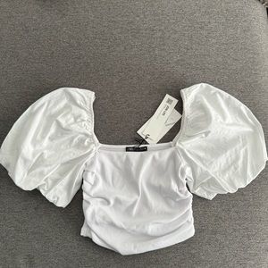 NWT Zara Women's White Rib Crop Top